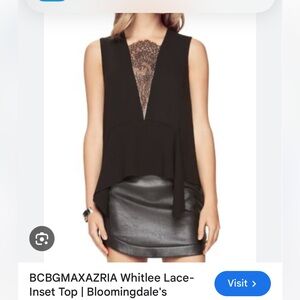 BCBGMaxAzria Light blue Whitlee Top with Lace Accent